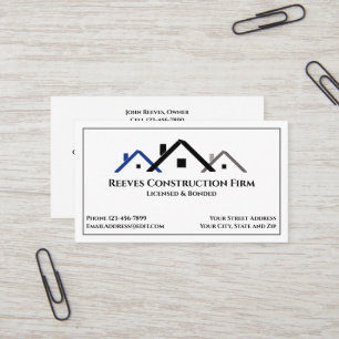 Construction Contractor Roofer Business Cards