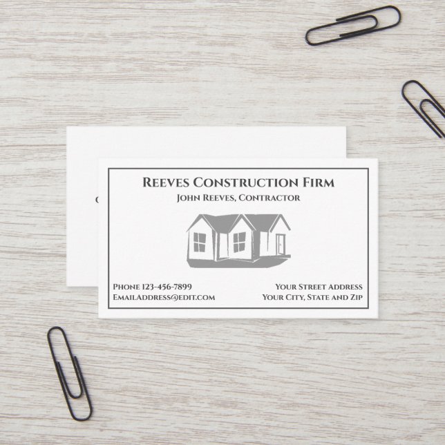 Construction Contractor Roofer Business Cards (Front/Back In Situ)