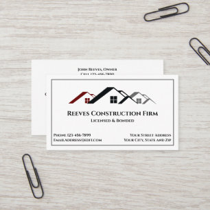 Construction Contractor Roofer Business Cards