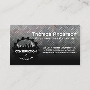 Construction Craftsman Logo   Steel Plate Business Card