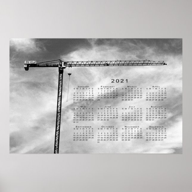 Construction Crane 2021 Calendar Poster (Front)