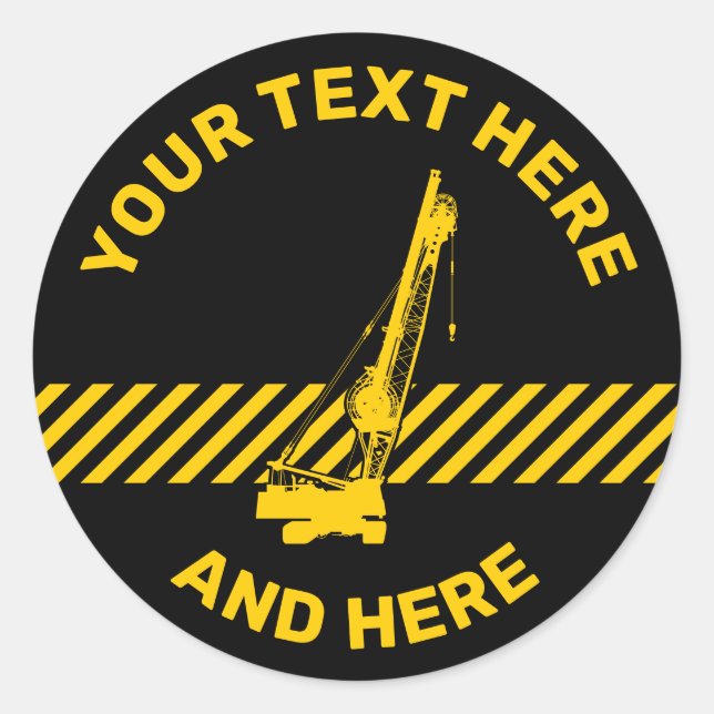 Construction Crane Classic Round Sticker (Front)