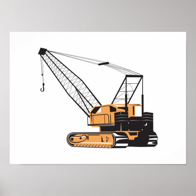 Construction Crane Hoist Retro Poster (Front)