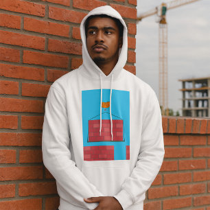 Construction Crane Lifting Brick Wall  Hoodie