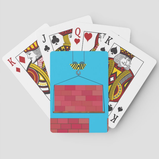 Construction Crane Lifting Brick Wall  Playing Cards (Back)