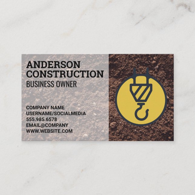Construction Crane Logo | Dirt Business Card (Front)