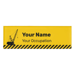 Construction Crane Name Tag