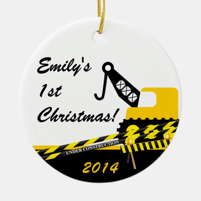 Construction Crane Personalised Name Ornament (Front)