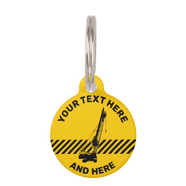 Construction Crane Pet Tag (Front)