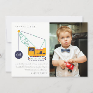 Construction Crane Vehicle Photo Any Age Birthday Thank You Card