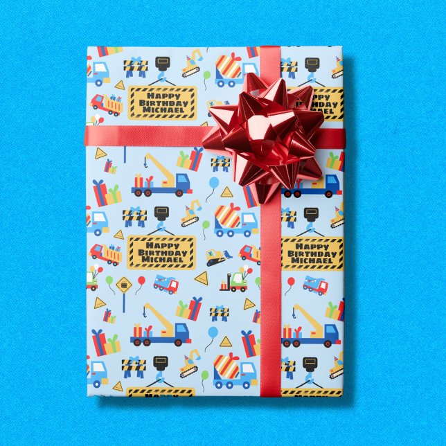 Construction Crew Birthday Personalised Wrapping Paper (Creator Uploaded)