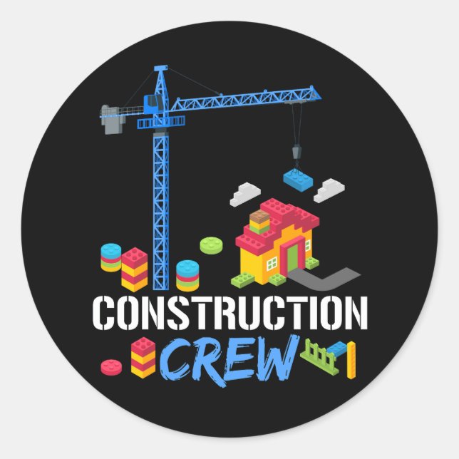 Construction Crew Bricklayer Building Blocks Maste Classic Round Sticker (Front)