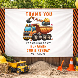 Construction Crew Dump Truck 2nd Birthday Banner