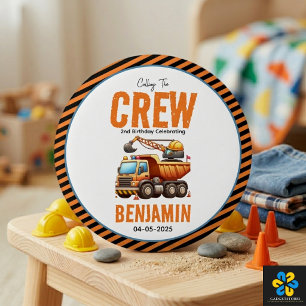 Construction Crew Dump Truck Boy 2nd Birthday 3 Cm Round Badge