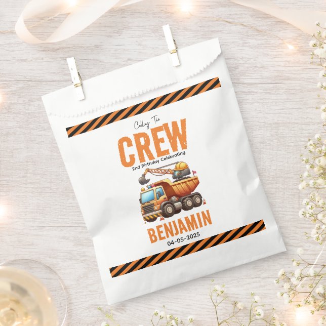 Construction Crew Dump Truck Boy 2nd Birthday Favour Bag (Clipped)