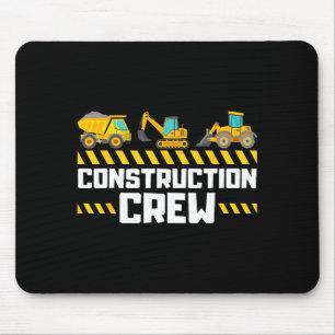 Construction Crew Worker Excavator Boys Girls Kids Mouse Pad