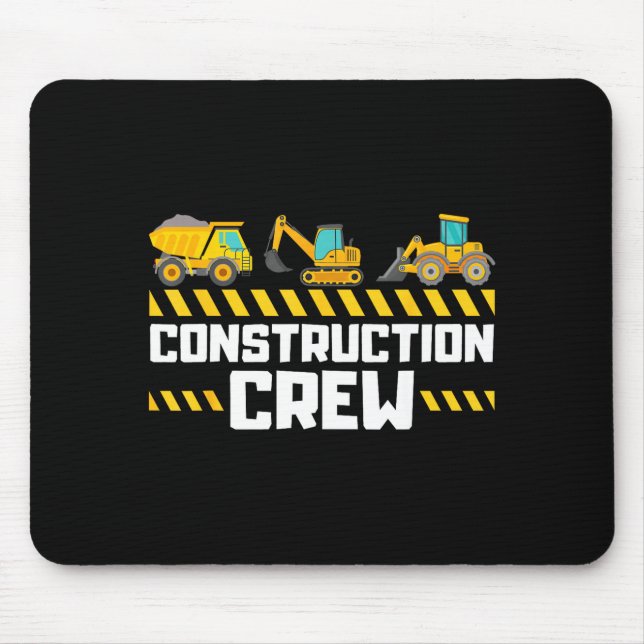 Construction Crew Worker Excavator Boys Girls Kids Mouse Pad (Front)