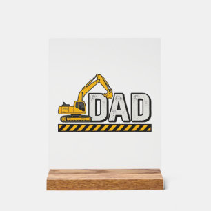 Construction Dad Excavator Vintage Shirt Design_1 Acrylic Sign