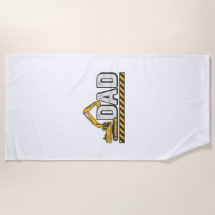 Construction Dad Excavator Vintage Shirt Design_1 Beach Towel