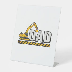 Construction Dad Excavator Vintage Shirt Design_1 Pedestal Sign