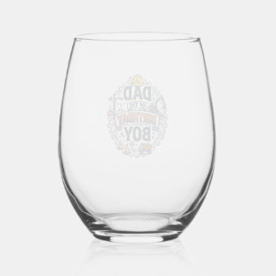 Construction Dad of the Birthday Boy Shirt Design_ Stemless Wine Glass