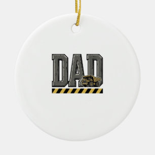 Construction Dad Vintage Engraving T-Shirt Design_ Ceramic Ornament