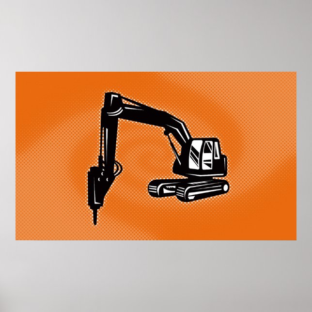 construction digger mechanical excavator poster (Front)