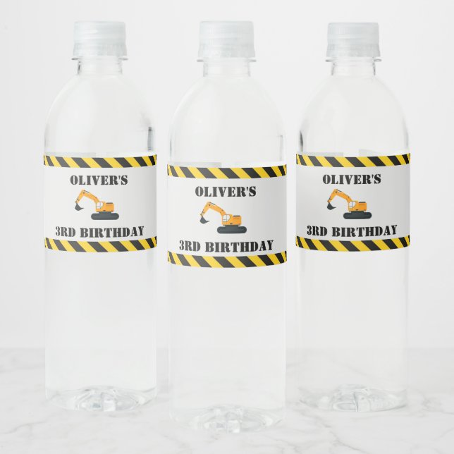 Construction Diggers Birthday Party Bottle Label (Bottles)