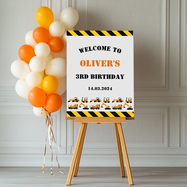 Construction Diggers Birthday Party Welcome Poster (Creator Uploaded)