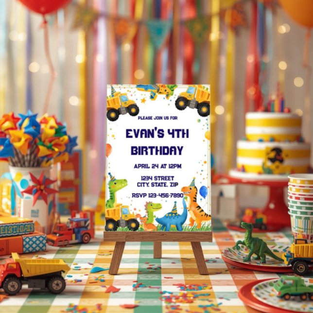 Construction Dinosaur Birthday Invitation Dump (Creator Uploaded)