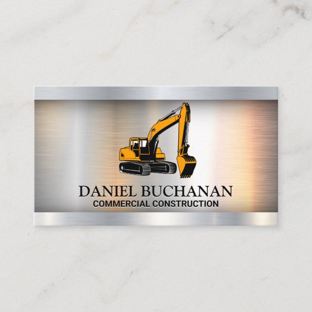 Construction Dozer | Metallic Business Card (Front)