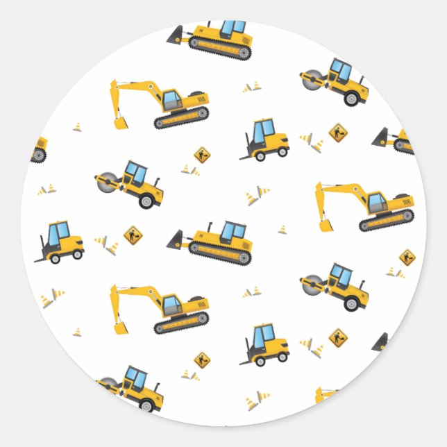Construction Dump Design Pattern Party Decoration Classic Round Sticker (Front)