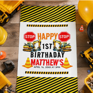 Construction Dump Truck 1st Birthday Party Banner