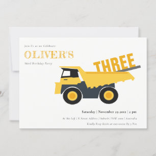 Construction Dump Truck Any Age Birthday Invite