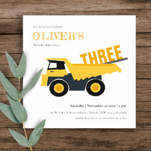 Construction Dump Truck Any Age Birthday Invite