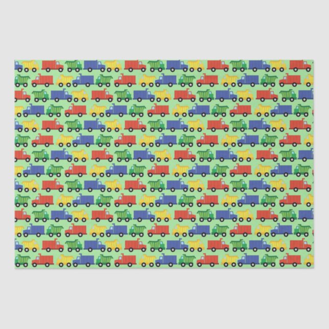 Construction Dump Truck Baby Shower Boy Tissue Paper (Front)