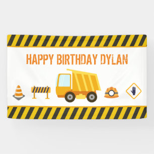 Construction Dump Truck Birthday Banner
