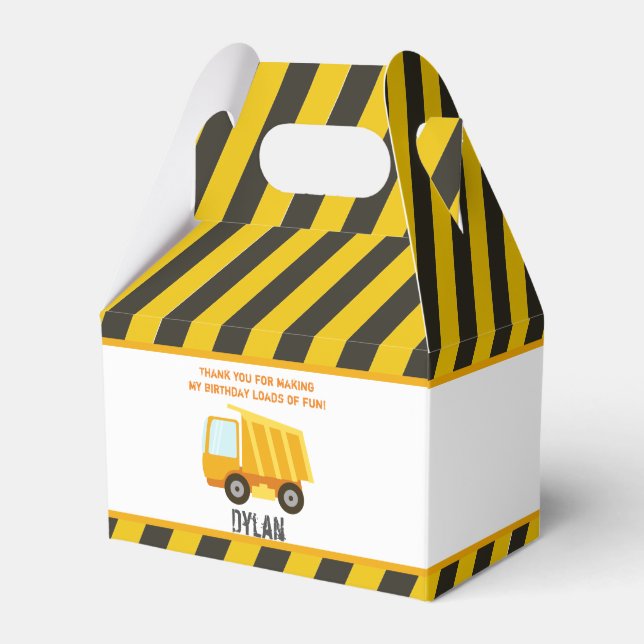 Construction Dump Truck Birthday Favour Box (Front Side)