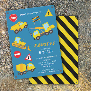 Construction Dump Truck birthday invitation