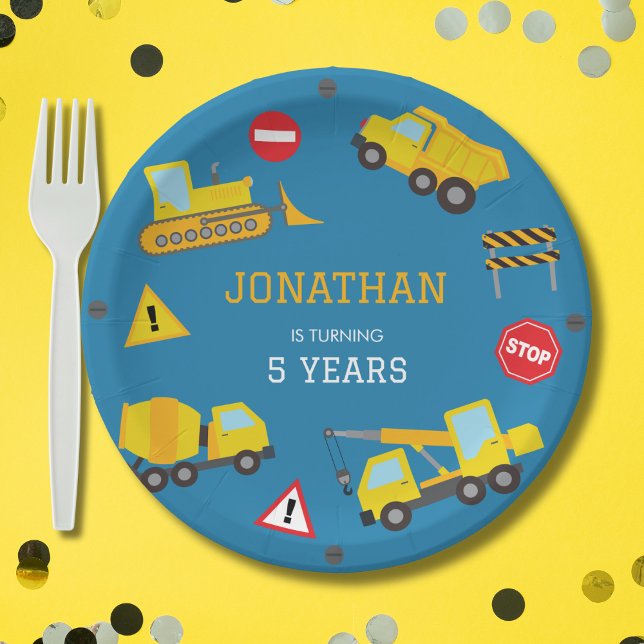 Construction Dump Truck birthday invitation Paper Plate (Creator Uploaded)