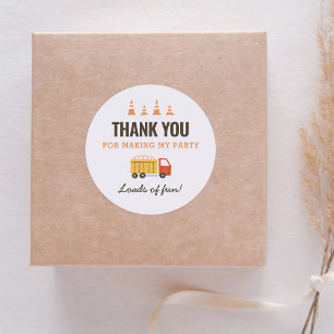 Construction Dump Truck Birthday Party Classic Rou Classic Round Sticker