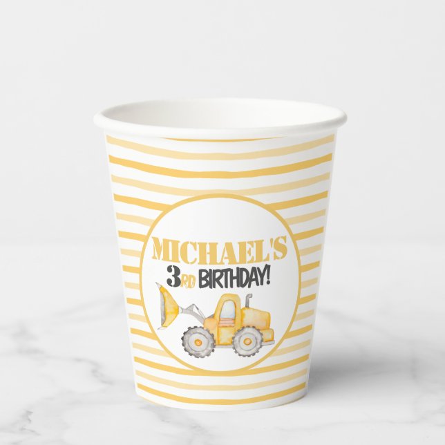 Construction Dump Truck Birthday Party Cups (Front)