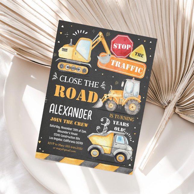 Construction Dump Truck Birthday Party Invitation (Creator Uploaded)
