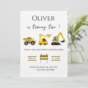 Construction Dump Truck Birthday Party Invitation