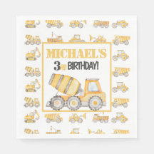 Construction Dump Truck Birthday Party Napkins
