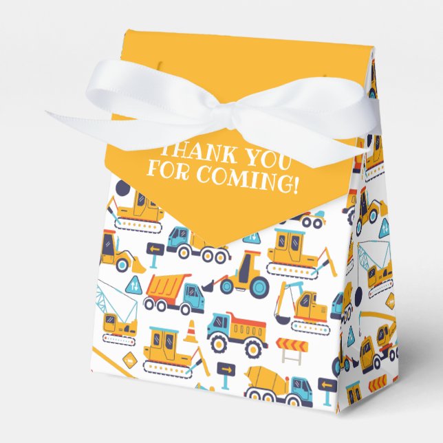 Construction Dump Truck Birthday Party Thank You Favour Box (Front Side)