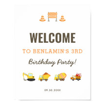 Construction Dump Truck Birthday Welcome Sign