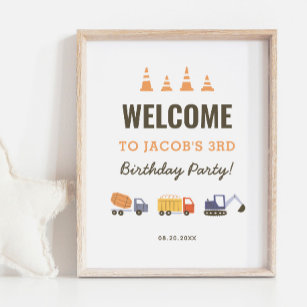 Construction Dump Truck Birthday Welcome Sign
