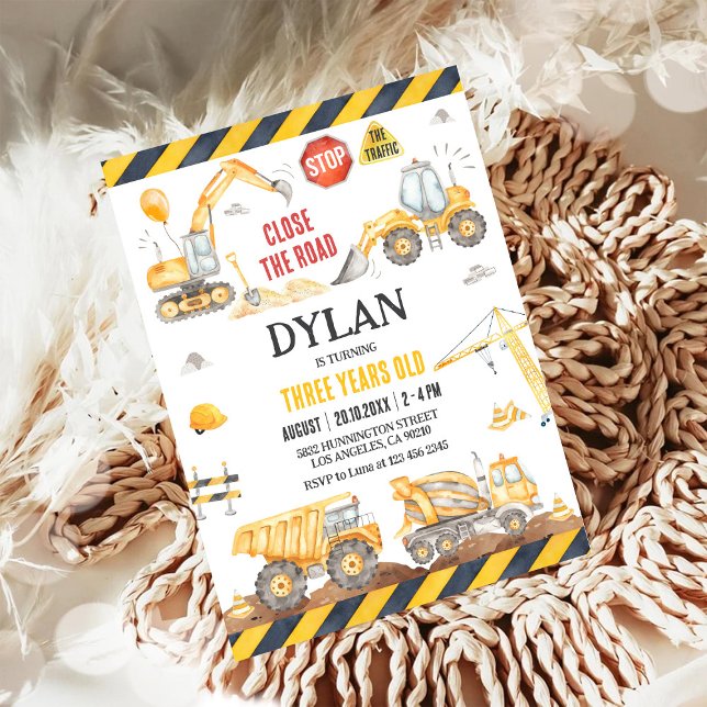 Construction Dump Truck Boy 2nd Birthday Invitation (Creator Uploaded)