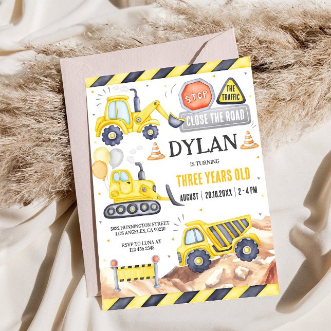 Construction Dump Truck Boy 2nd Birthday Invitation (Creator Uploaded)